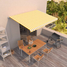 Berkfield Manual Retractable Awning 400x350 cm Yellow and White
