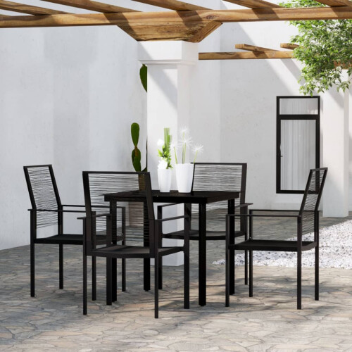 Berkfield 5 Piece Garden Dining Set Black