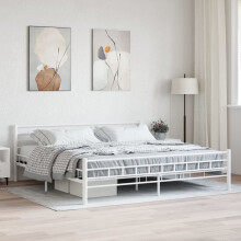 285301 Berkfield Bed Frame White Metal 200x200 cm