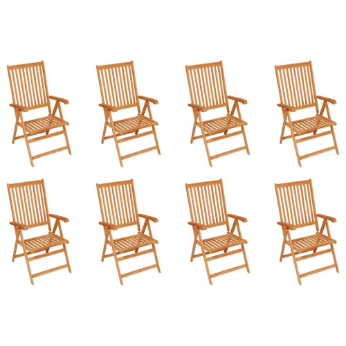Berkfield Reclining Garden Chairs 8 pcs Solid Teak Wood