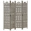 Berkfield Hand carved 4-Panel Room Divider Grey 160x165 cm Solid Mango Wood 1