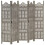 Berkfield Hand carved 5-Panel Room Divider Grey 200x165 cm Solid Mango Wood 1