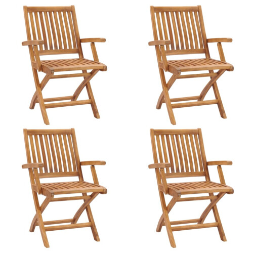 Berkfield Folding Garden Chairs 4 pcs Solid Teak Wood