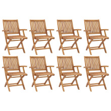 Berkfield Folding Garden Chairs 8 pcs Solid Teak Wood