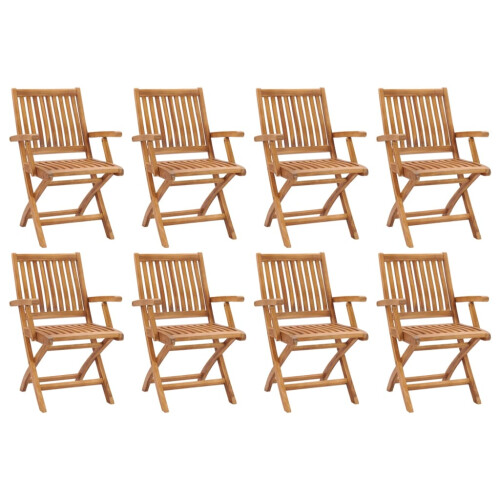 Berkfield Folding Garden Chairs 8 pcs Solid Teak Wood