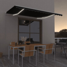 Berkfield Manual Retractable Awning with LED 450x350 cm Anthracite