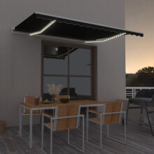 Berkfield Manual Retractable Awning with LED 400x350 cm Anthracite