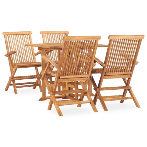 Berkfield 5 Piece Folding Outdoor Dining Set Solid Teak Wood
