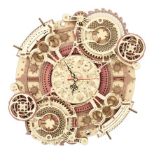 Wooden Wall Clock DIY 3D Puzzle Kit with Dual Time Calendar and Retro Elegant Design