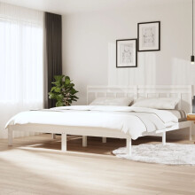 Berkfield Bed Frame without Mattress White Super King Solid Wood