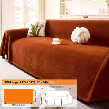 (Orange, XX-Large 180.34cm*3.4meter) 1pc Solid Color Chenille Sofa Cover, Extra Thick and Oversized 1pc Sofa Pad, Popular Minimalist
