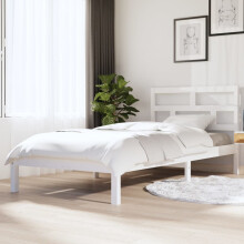 3101204 Berkfield Bed Frame without Mattress White Solid Wood 90x200 cm (810003+814175)