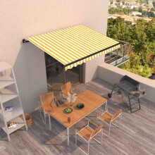 Berkfield Manual Retractable Awning 350x250 cm Yellow and White