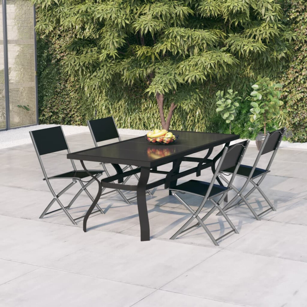 Berkfield 5 Piece Garden Dining Set Grey and Black-image-OPC-PTFSQCM-NEW