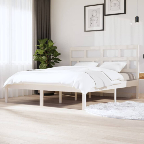 Berkfield Bed Frame without Mattress White Super King Solid Wood