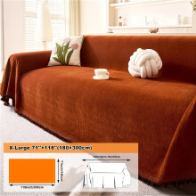 (Orange, X-Large 180.34cm*299.72cm) 1pc Solid Color Chenille Sofa Cover, Extra Thick and Oversized 1pc Sofa Pad, Popular Minimalist