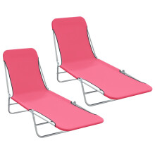 Berkfield Folding Sun Loungers 2 pcs Steel and Fabric Pink