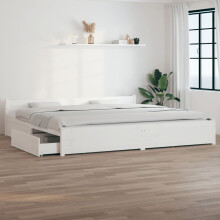Berkfield Bed Frame without Mattress with Drawers White Super King