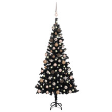 Berkfield Artificial Pre-lit Christmas Tree with Ball Set Black 180 cm PVC