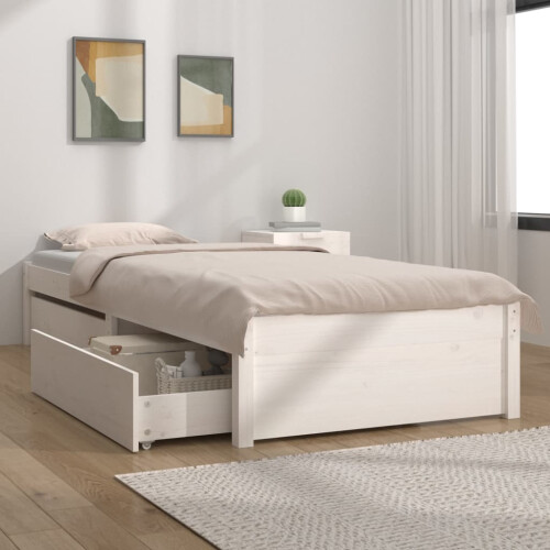 Berkfield Bed Frame without Mattress with Drawers White Small Single