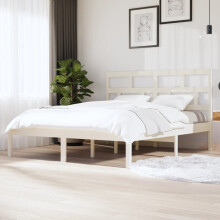 3101229 Berkfield Bed Frame without Mattress White Solid Wood 160x200 cm (810028+814205)