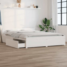Berkfield Bed Frame without Mattress with Drawers White Double