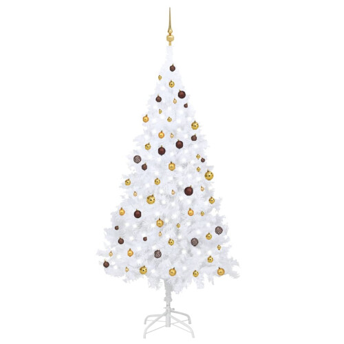 Berkfield Artificial Pre-lit Christmas Tree with Ball Set White 240 cm
