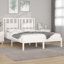 Berkfield Bed Frame without Mattress White Solid Wood Small Double