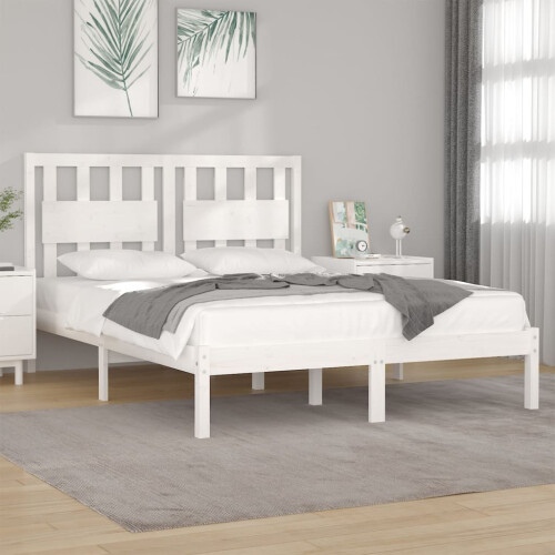Berkfield Bed Frame without Mattress White Solid Wood Small Double
