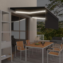 Berkfield Manual Retractable Awning with Blind&LED 4x3m Anthracite