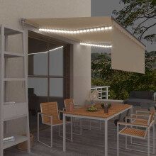 Berkfield Manual Retractable Awning with Blind&LED 4x3m Cream