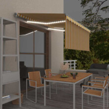 Berkfield Manual Retractable Awning with Blind&LED 3x2.5m Yellow&White