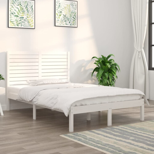 Berkfield Bed Frame without Mattress White 120x190 cm Small Double Solid Wood
