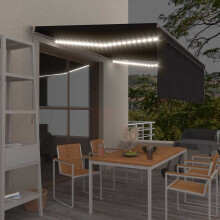 Berkfield Manual Retractable Awning with Blind&LED 4.5x3m Anthracite