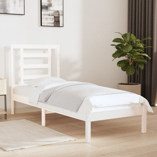 Berkfield Bed Frame without Mattress White 75x190 cm Small Single Solid Wood