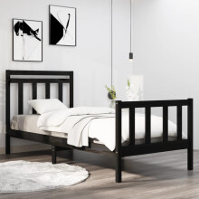 Berkfield Bed Frame without Mattress Black 75x190 cm Small Single Solid Wood