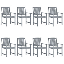 Berkfield Garden Chairs 8 pcs Solid Acacia Wood Grey