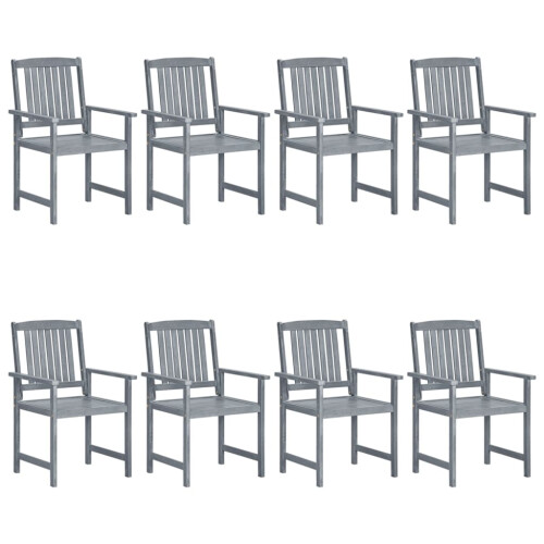 Berkfield Garden Chairs 8 pcs Solid Acacia Wood Grey