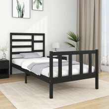 Berkfield Bed Frame without Mattress Black Solid Wood 75x190 cm Small Single