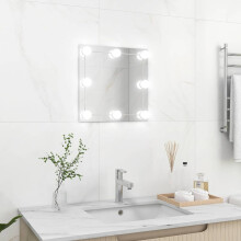 Berkfield Wall Mirror with LED Lights Square Glass