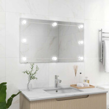 Berkfield Wall Frameless Mirror with LED Lights Rectangular Glass