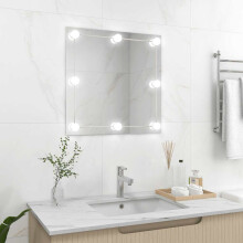 Berkfield Wall Mirror with LED Lights Square Glass