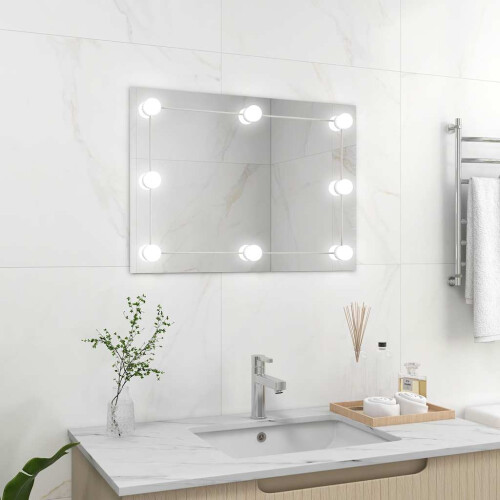 Berkfield Wall Frameless Mirror with LED Lights Rectangular Glass