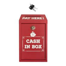 Sturdy Metal Locking Storage Box With Double Keys-Red