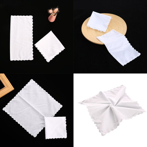 12Pieces Cotton Handkerchief Embroidered Moon Border Quick 1
