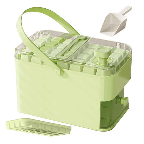 Plastic Ice Maker Reusable Press Type Ice-Fruit green 28 grid