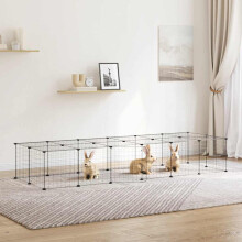 Berkfield 28-Panel Pet Cage with Door Black 35x35 cm Steel