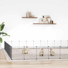 Berkfield 44-Panel Pet Cage with Door Black 35x35 cm Steel