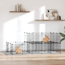 Berkfield 44-Panel Pet Cage with Door Black 35x35 cm Steel