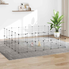 Berkfield 44-Panel Pet Cage with Door Black 35x35 cm Steel